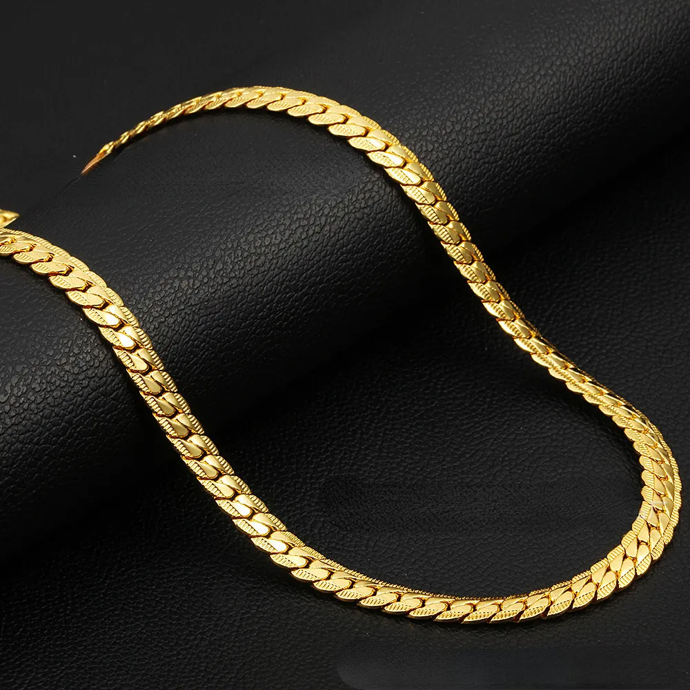 Titanium Steel Gold Necklace Men's Long Hip Hop präglade halsband Rostfritt stål Komprimerad kryptering Kubansk länkkedja kvinnliga tillbehör