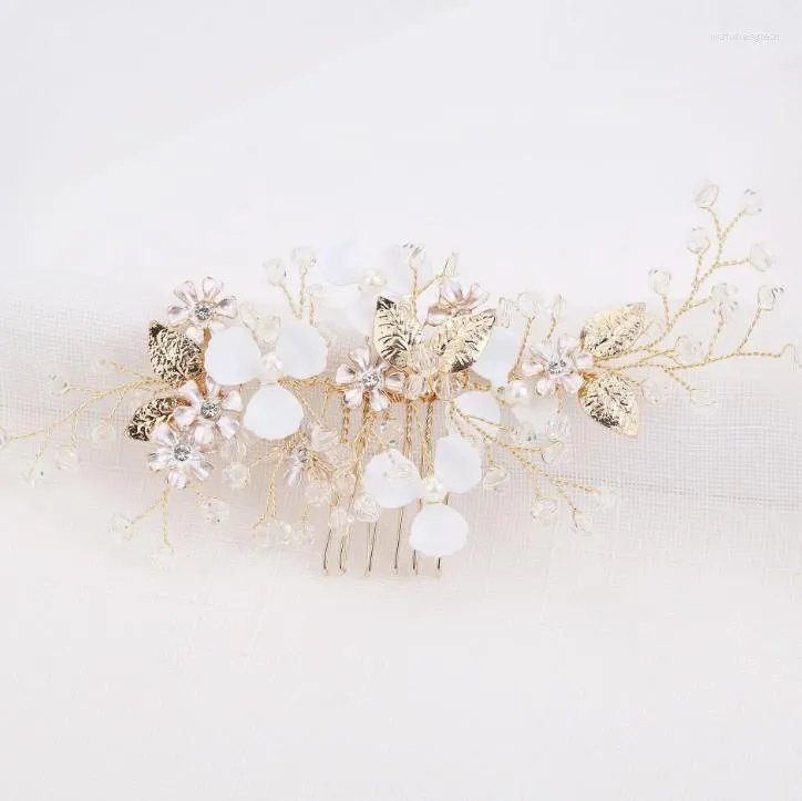 Pinces à cheveux mariée fleur blanche casque accessoires cristal strass bandeau diadèmes mariage peigne bijoux pour femmes