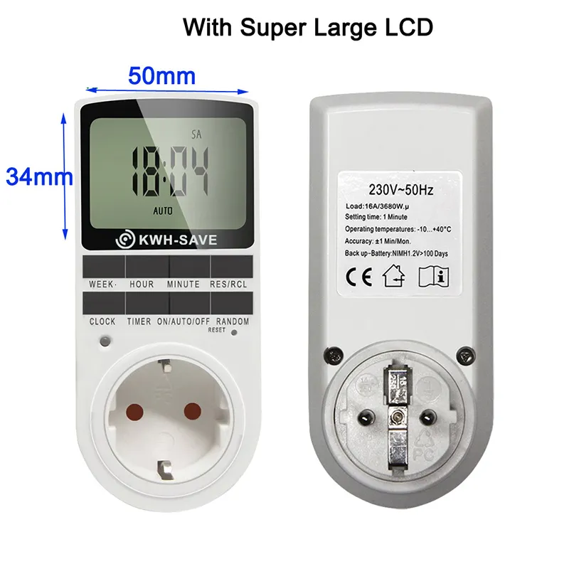 Zamanlayıcılar Dijital Zamanlayıcı Switch Elektronik 12/24 Saat Programlanabilir Zamanlama Soketi AB UK US AU FR Fiş Çıkış Mutfak Cihazı Zaman Kontrolü 230422