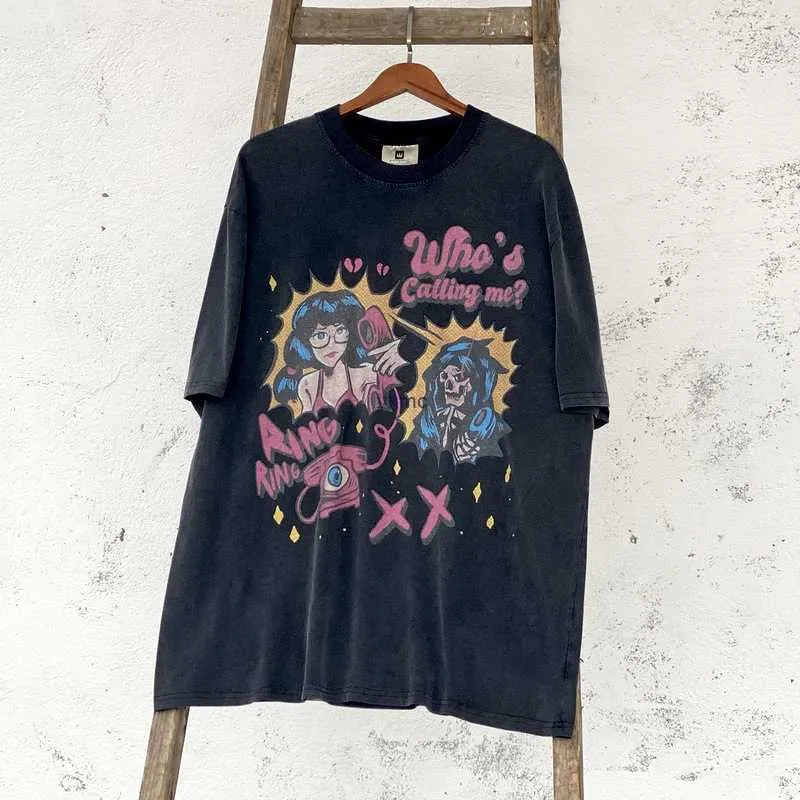 メンズTシャツセントマイケルチョーエディングスピリット召喚ハイストリートオールドウォッシュビンテージ半袖Tシャツ8p8k