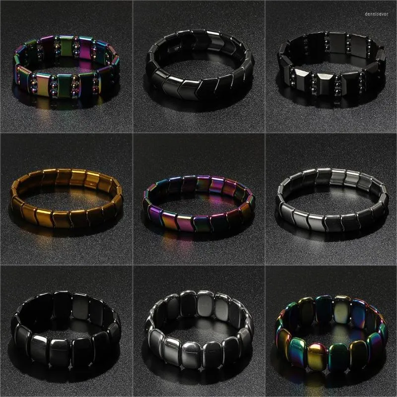 Strand Moda Wave Hematite Energy Bracelets Men Nature colorido Double Magnetic Health Mulheres perdem peso jóias