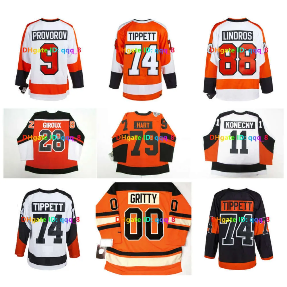 Carter Hart Owen Tippett 00 Gritty Flyers Hockey Jersey Reverse Retro Ivan Provorov Travis Konecny ​​Eric Lindros Sean Couturier Cam York Rare