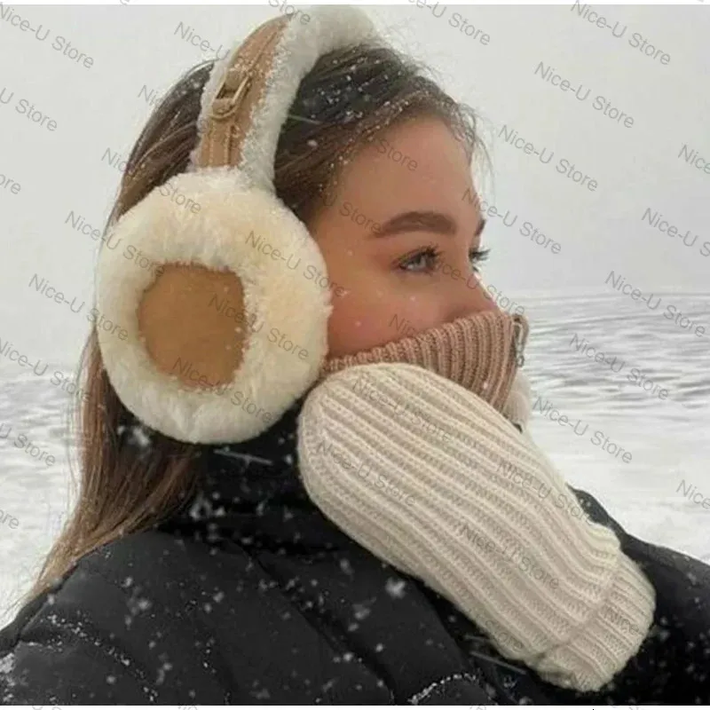 耳のマフのぬいぐるみイヤーマフ暖かい折りたたみ式メンズ冬の屋外のコールドプロテクションファッション231122