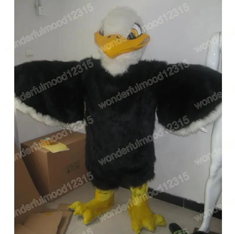 Desempenho preto águia trajes da mascote dos desenhos animados carnaval hallowen palco desempenho unisex fantasia jogos roupa de férias ao ar livre publicidade outfit terno