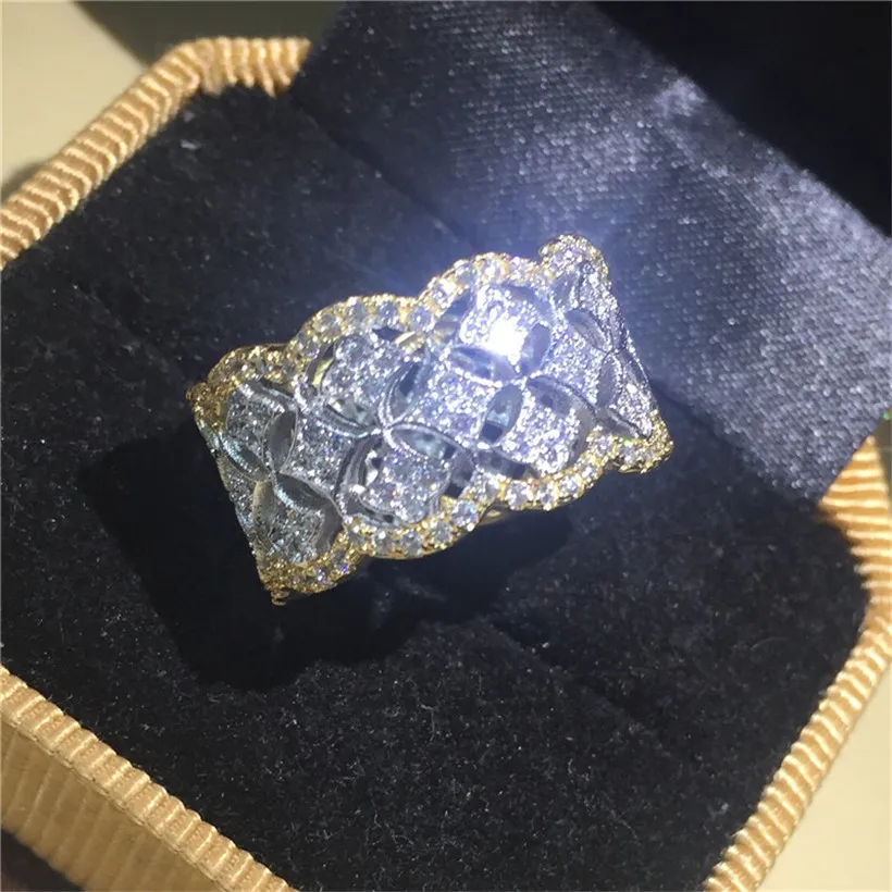 Luxe 925 Sterling zilver goud gevulde plave gesimuleerde diamant cz edelsteen ringen overlay eeuwige trouwring voor vrouwen en mannen