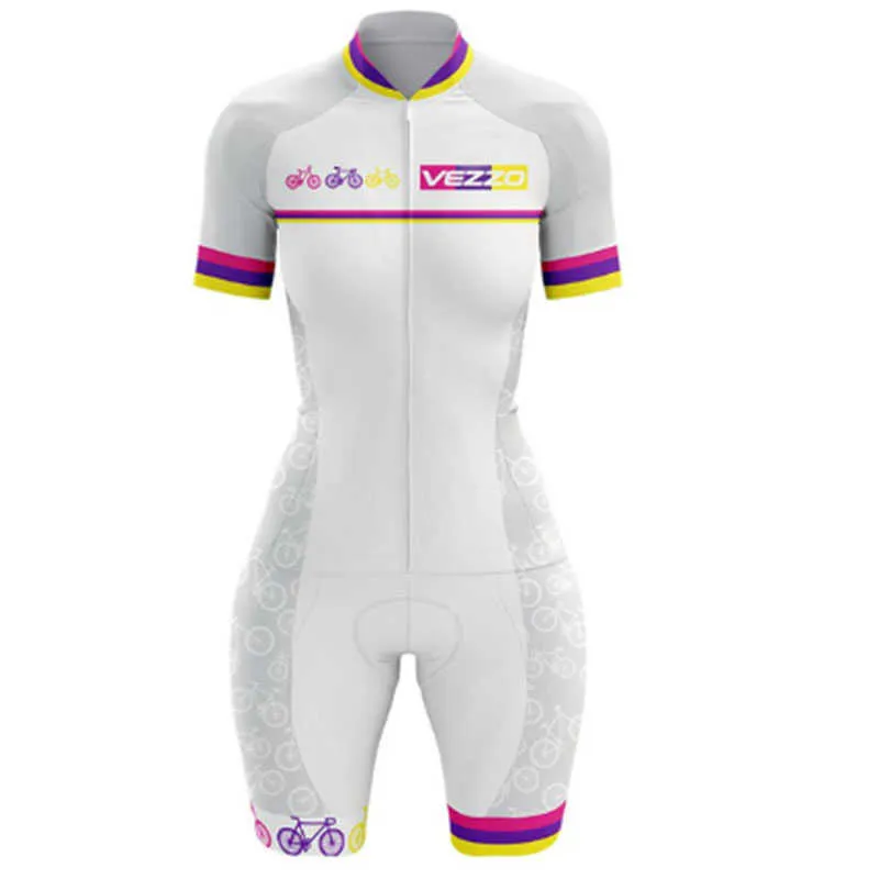 Cycling Jersey stelt Vezz0 dames fietspak onepiece jumpsuit kort mouw macaquinho ciclismo vrouwelijke kleine monkey cyclist Pro Team triatlon J230422222222222