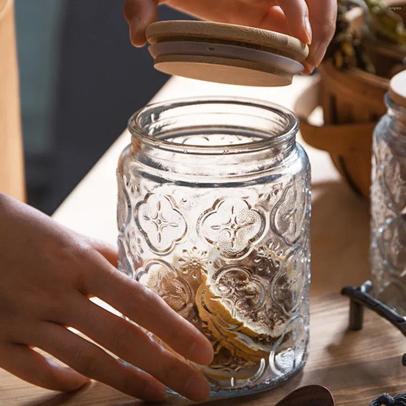 Förvaringsflaskor förseglade glasburkar med lock för kaffe kan fyrkantiga godis kex potten kök mason burk mat behållare bulk spannmål