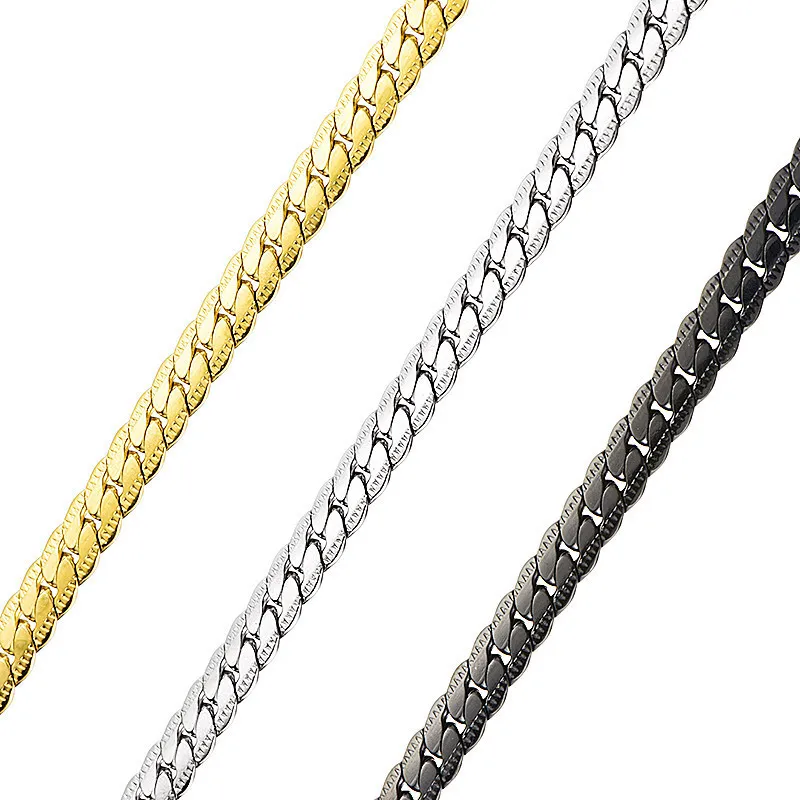 Qualität Titan Stahl Gold Halskette Männer Lange Hip Hop Geprägte Halskette Edelstahl Komprimierte Verschlüsselung Kubanische Gliederkette Weibliches Zubehör