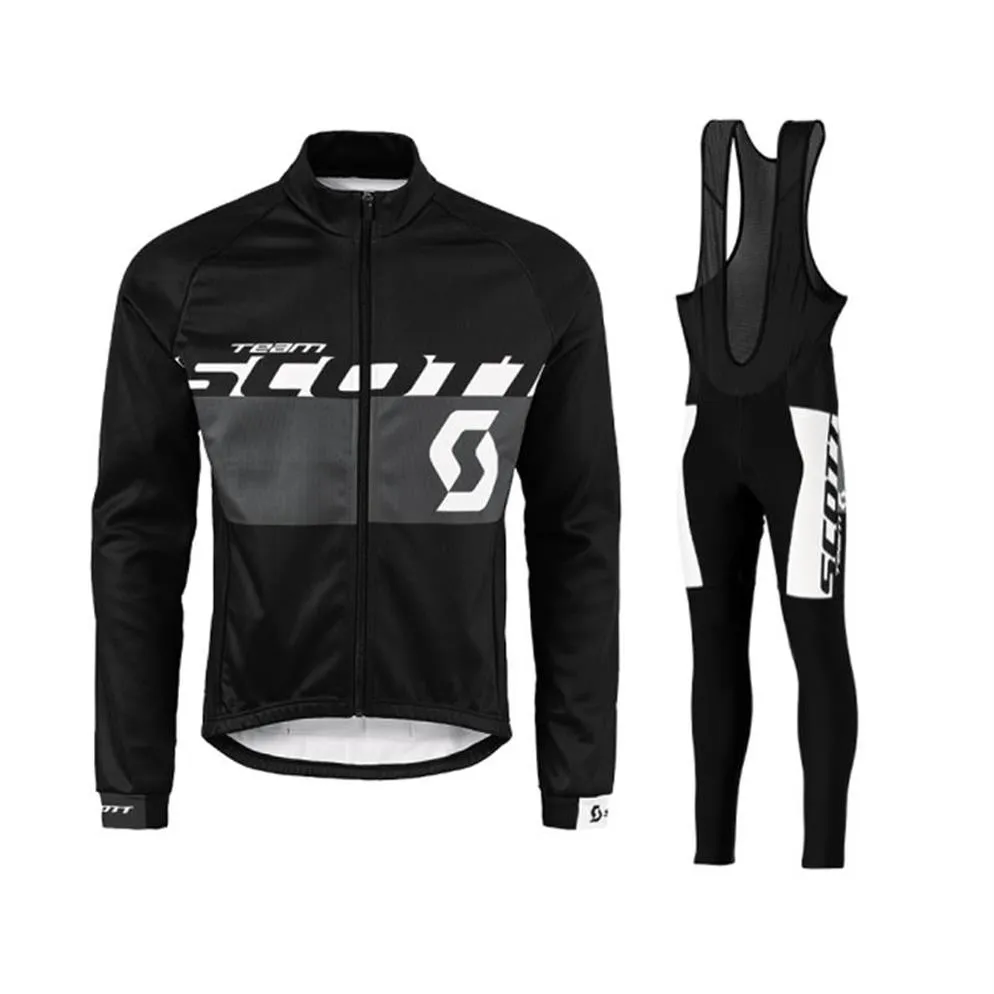 Männer SCOTT Radtrikot Anzug Outdoor-Sport Langarm-Bike-Shirts Trägerhosen-Sets atmungsaktiv schnell trocknend MTB Fahrradbekleidung S210299t