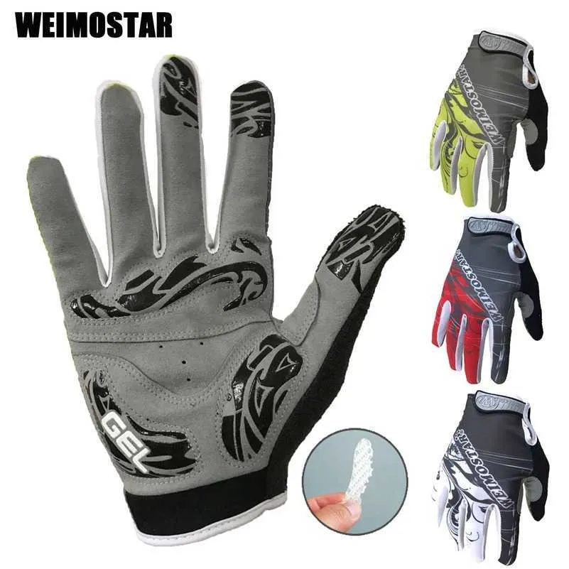 Cycling Gloves Gel Pro Cycling Gloves bike Full Finger gloves For Man Woman MTB Gloves Guantes Ciclismo BMX DH Off Road Motocross Gloves Red J230422