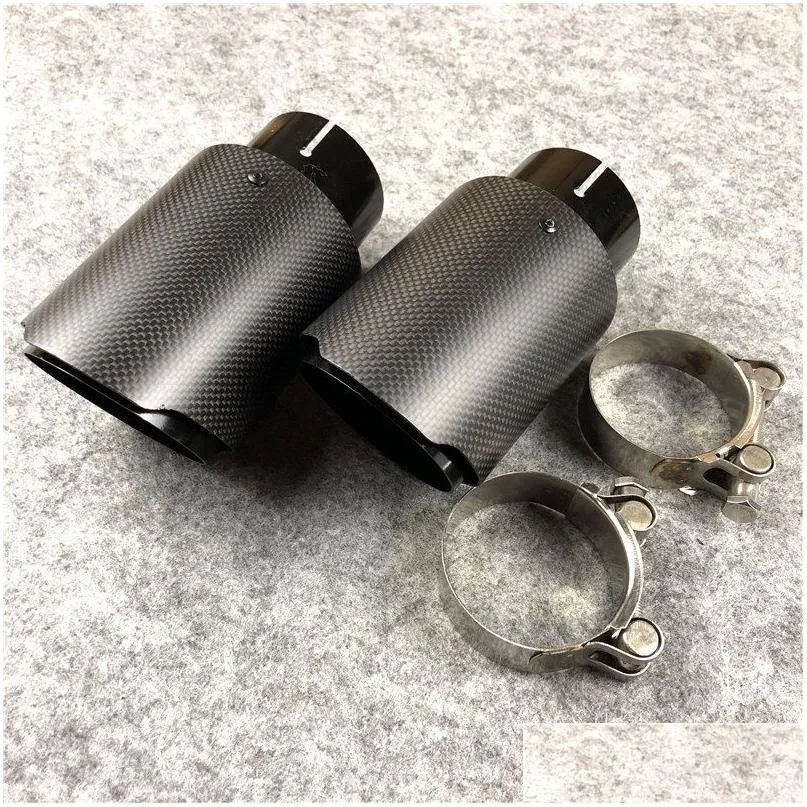 Silenziatore One Piece Fl Fibra di carbonio opaca per Akrapovic Punte di coda di scarico Auto Er Styling Drop Delivery Cellulari Moto Parti Sistema Dhiai