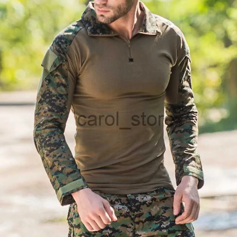 Felpe con cappuccio da uomo Felpe stile militare Tuta da rana Top da uomo Tattiche di allenamento all'aperto Camouflage Uniforme Felpa da uomo a maniche lunghe Zip-up Patchwork Uomo Top J231121