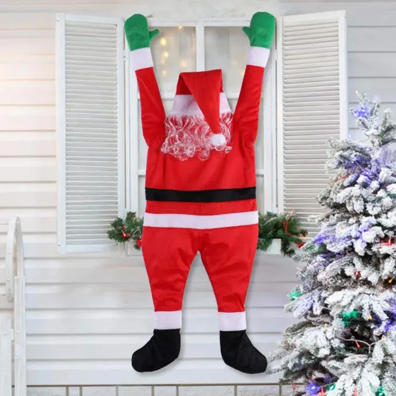 Рождественские украшения 110/170 см Санта -Клаус Стена лазания декор подвесной кукольный окно Навидад Рождественская вешалка на год на открытом воздухе подарки 231121