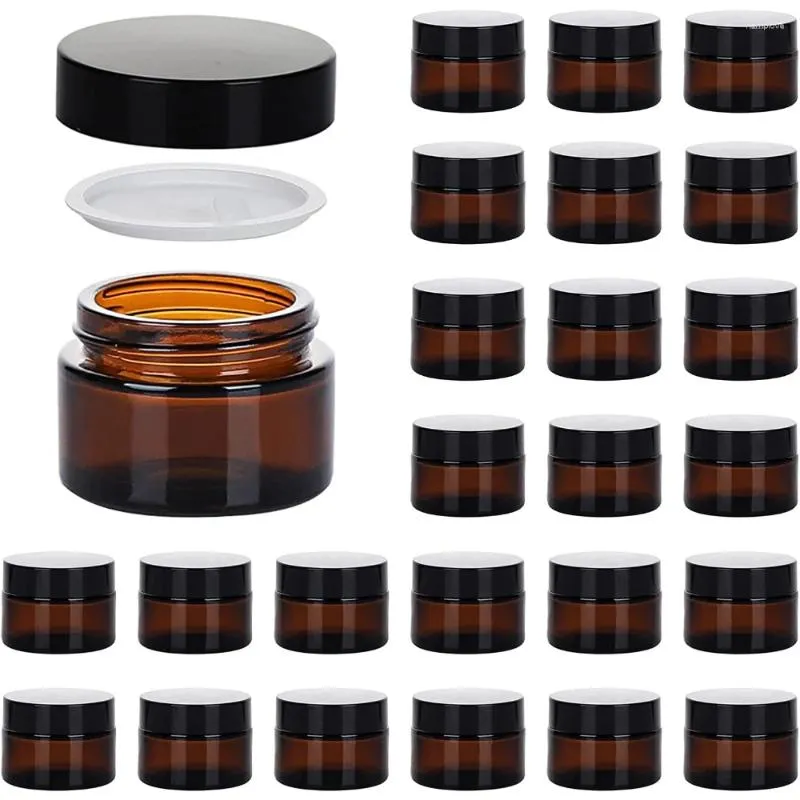 Storage Bottles 20PCS 5/10/15/20/30g Amber Glass Jar Container Cosmetic Cream Lotion For Beauty Products Travel Home Bottle