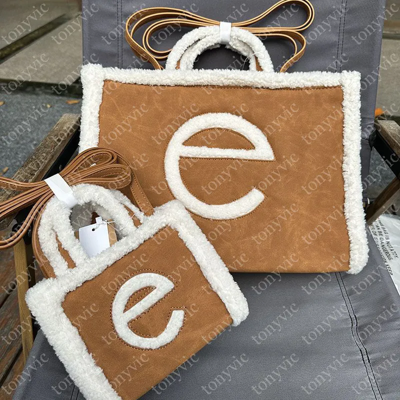 Suede Tote Bags Fashion WGG Joint Name Large Bag Luxury Crossbody Teddy Velour Luxury Designer Tote Winter Shopping Wool Wallets 2 Sizes