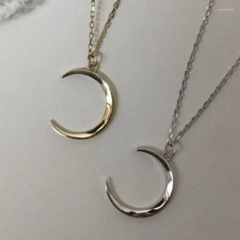 Подвесные ожерелья 2023 Минималистский серебряный цвет лунный сеть ожерелье для женщин корейский модный золото, покрытый на день рождения ювелирные изделия