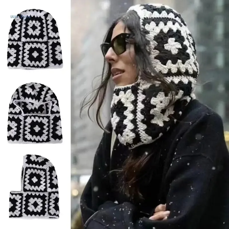 Beanie Skull Caps Granny Square Cappello Beanie lavorato a maglia Passamontagna di Halloween Cappelli per feste Cosplay Copricapo 231122