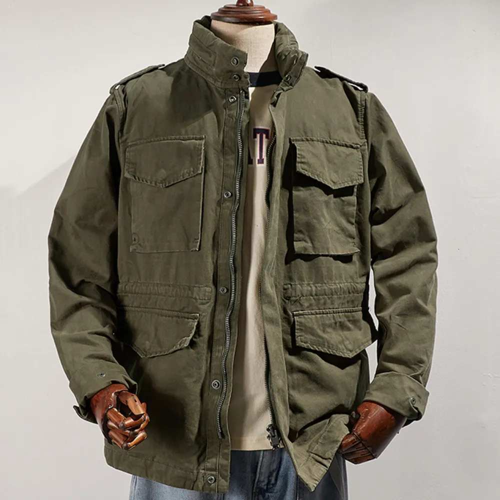 Men's Jackets Retro heavy padded jacket military style field tough guy pocket tooling coat windbreaker 230422