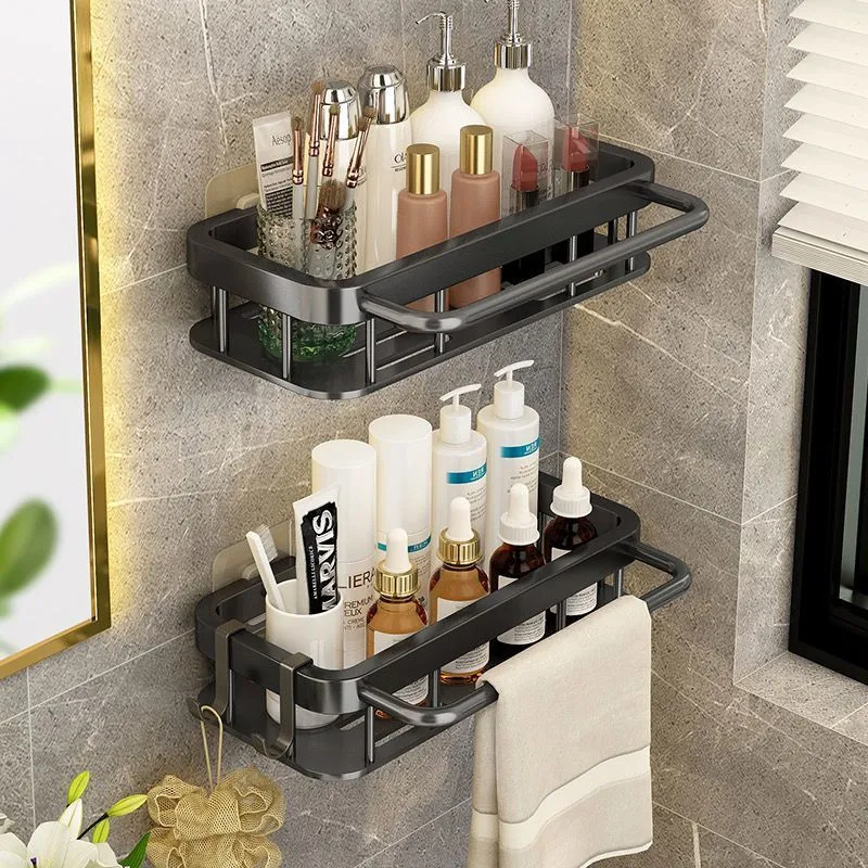 Bathroom Shelves Bathroom Shelves without Drilling Aluminum Alloy Corner Shelves Organizer Shower Storage Rack Shampoo Holder Toilet Accessories 230422