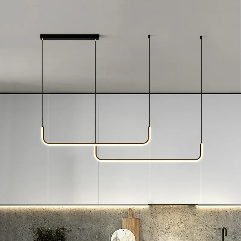 Nordic Led Pendant Lamp Gold Black For Living Room Dining Bedroom Kitchen Office Bar Home Decor Hanging Light Modern Chandelier