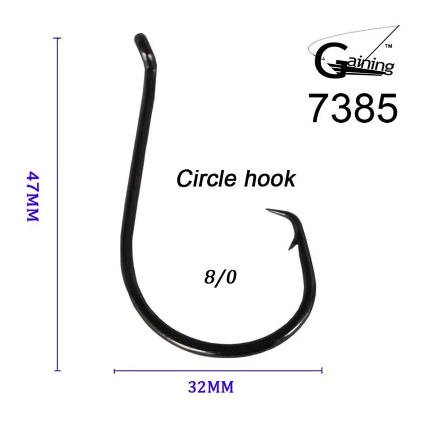 50st 8 0 Högt kol rostfritt stål Kemiskt skärpad bläckfisk Circle Ocean Fishing Hooks 7385 Fish Hook2587