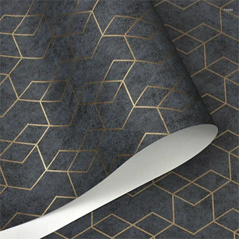 Wallpapers Dark Grey Luxury Geometric Wallpaper Roll Black Gray Wall Paper Modern Design Bedroom Living Room Background Home Decor