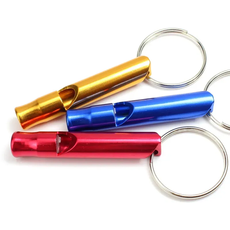 Mix Colors Mini Aluminum Alloy Whistle Keyring Keychain For Outdoor Emergency Survival Safety keychain Sport Camping Hunting GC53 12 LL