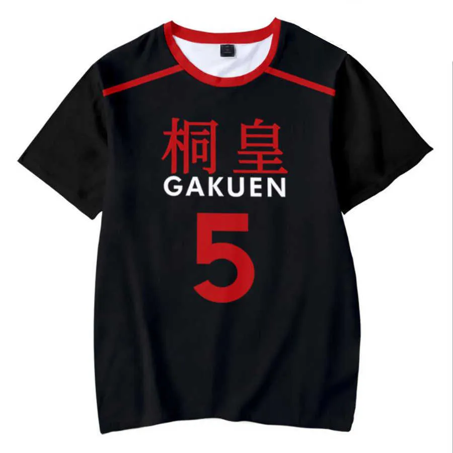 T-shirt da uomo Kuroko No Basket GAKUEN Aomine Daiki Uniforme scolastica Maglietta da basket da uomo 3D Divertente Maglietta a maniche corte Cosplay Come Z0421