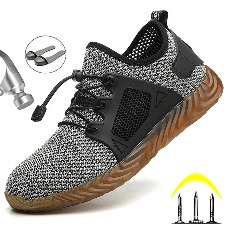 Botas Drop Safety Shoes Homens para Trabalho Mens Aço Toe Proteção Respirável Luz 231121