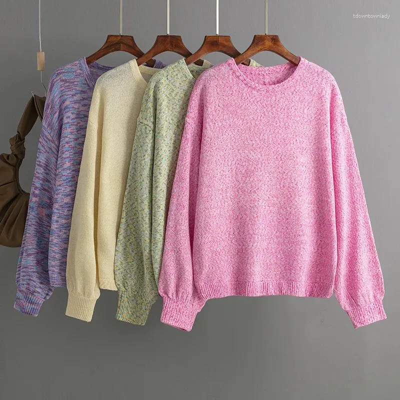 Женские свитера, осенний вязаный свитер, пуловеры, зимние женские джемперы, топы, корейская мода, трикотаж с круглым вырезом, свободный пуловер с принтом