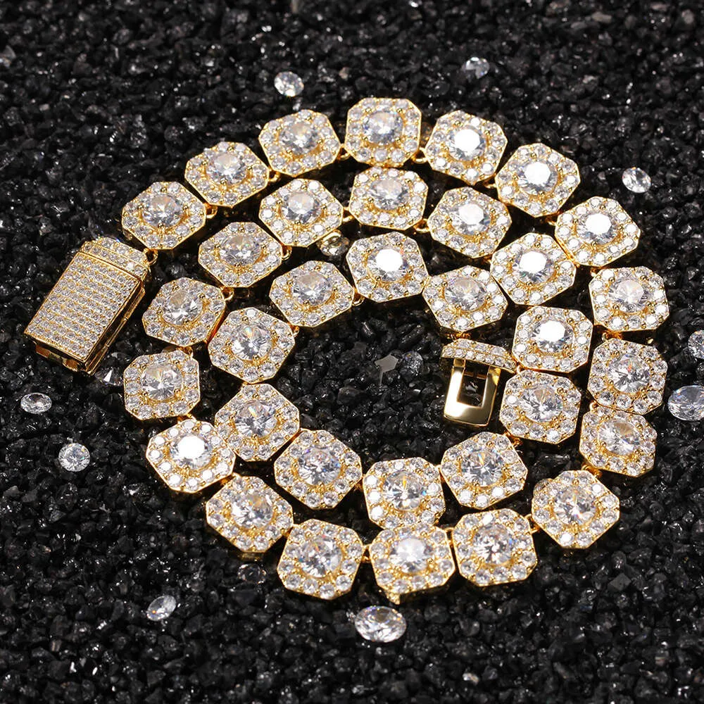 Designer Moissanite Diamond Necklace för Mens Cuban Chain Luxury Hip Hop Tennis 18K Guldpläterade smycken Iced Out Clustered Full Link Gift Fashion Free Frakt 936C