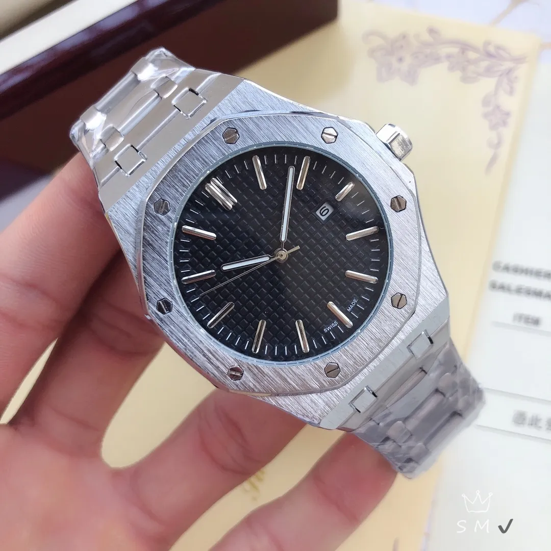 رجال جدد يشاهدون شعار عالي الجودة A و P Quartz Fashion Wristwatches Watches Watches Designer Watch Men Glass Watch