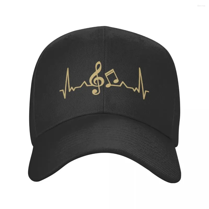 Ball Caps Punk Heartbeat Line Music Gold Baseball Cap For Women Men Breathable Musical Note Dad Hat Performance Snapback Trucker Hats