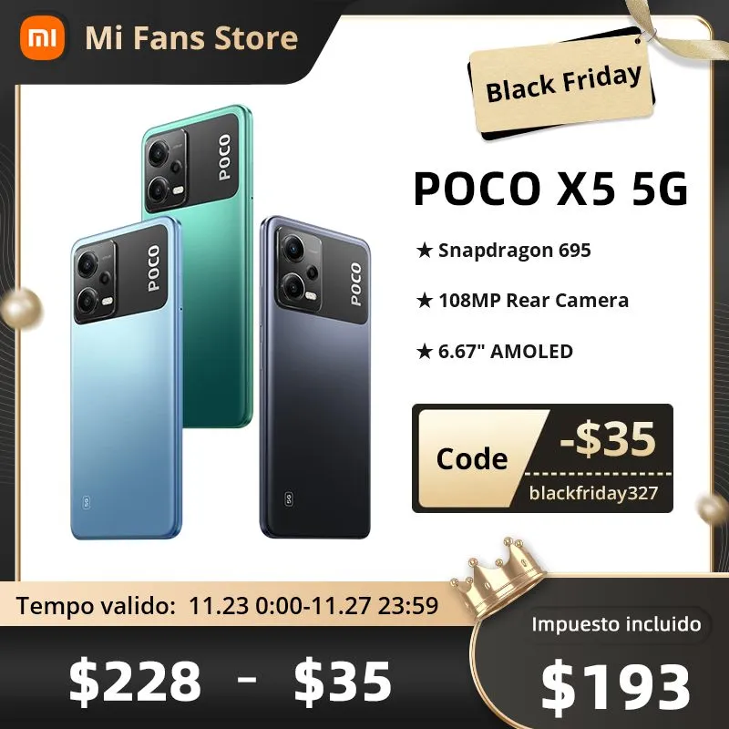 Global Version Xiaomi POCO X5 dual 5G NFC 256GB 8GB, 6.67" 120hz, Snapdragon 695, 5000mAh 33W turbo charging, 48MP triple camera