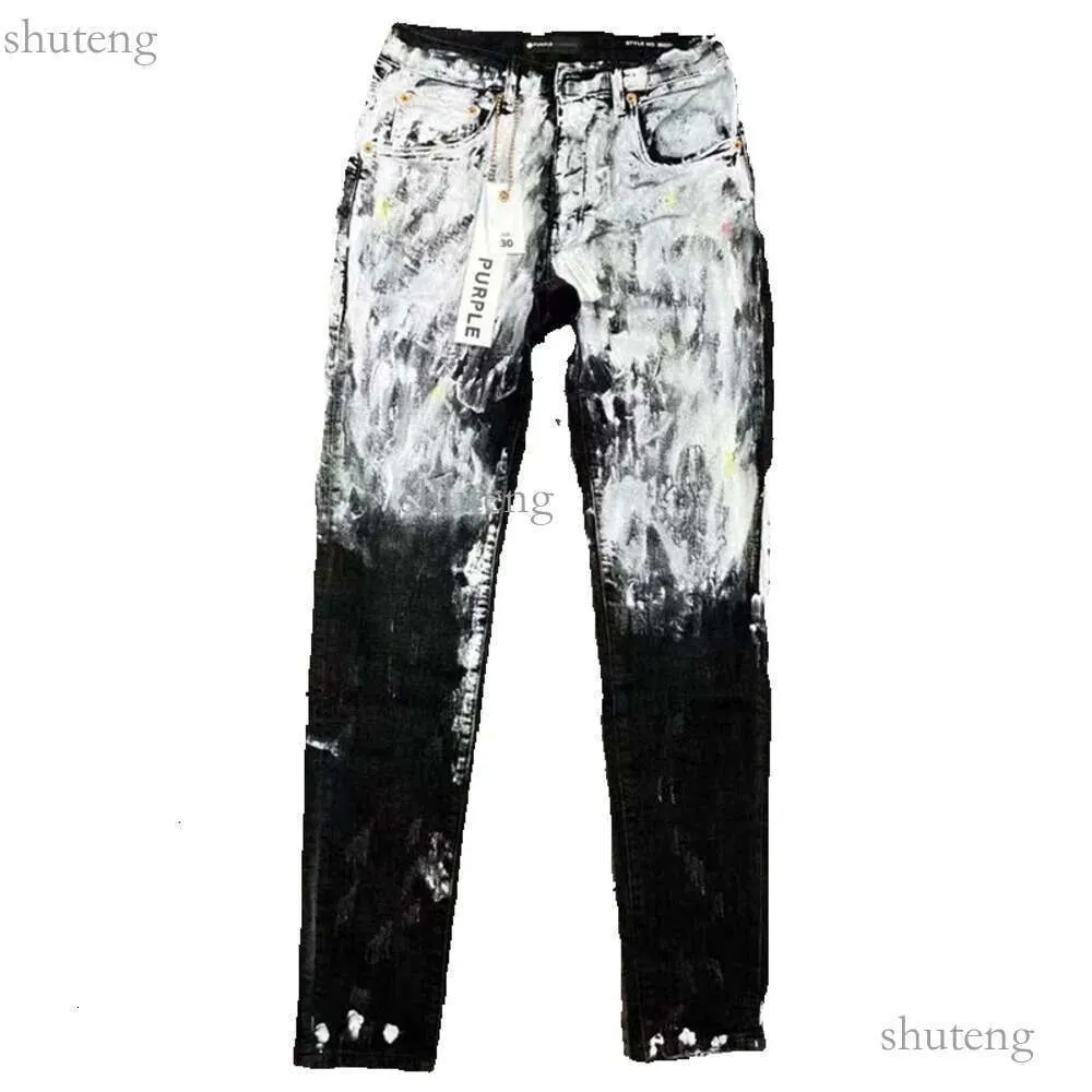 Ksubi 디자이너 디자이너 Purple Jeans Pants Pantalones Mens는 똑바로 정기적 인 데님 눈물 씻은 오래된 청바지 666