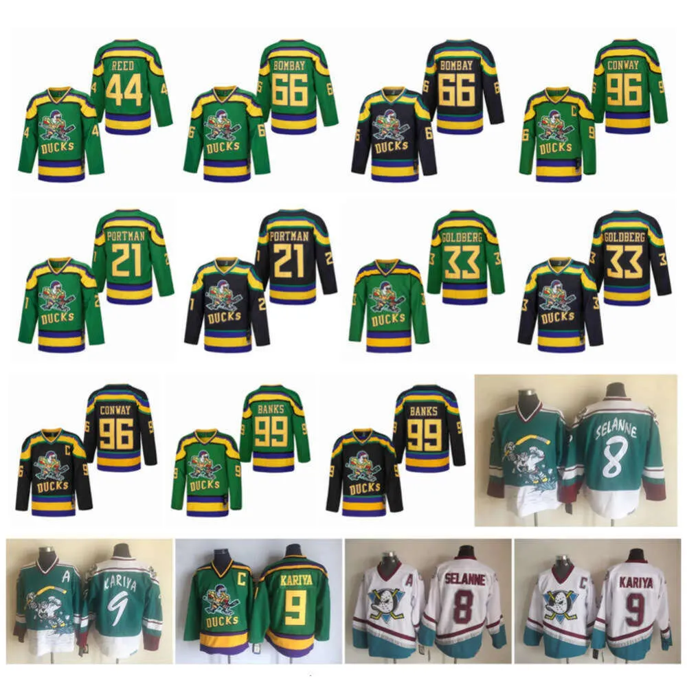 66 Gordon Bombay 96 Charlie Conway Mighty Duck Filme Hóquei Jerseys 99 Adam Banks 44 Fulton Reed Dean Portman Teemu Selanne Paul Kariya Greg raro