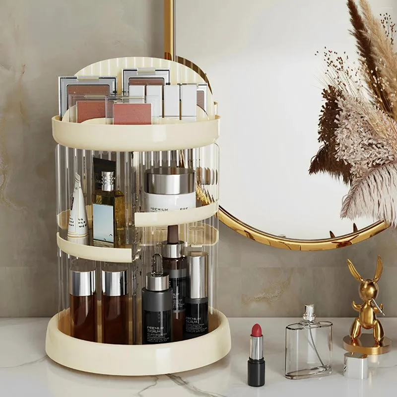 Boîtes de rangement organisateur de maquillage rotatif support rotatif à 360 ° affichage cosmétique pour chambre à coucher salle de bain