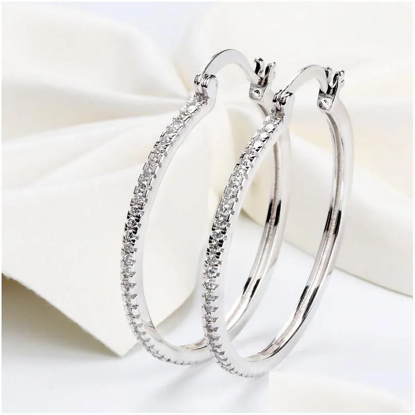 Hoop Huggie Wysoka jakość 925 Sterling Sier Big Hoop Farring Fl CZ Diamond Fashion Bad Girl Biżuteria Kolki imprezowe upuszczenie dostawy Żyd dhk8x