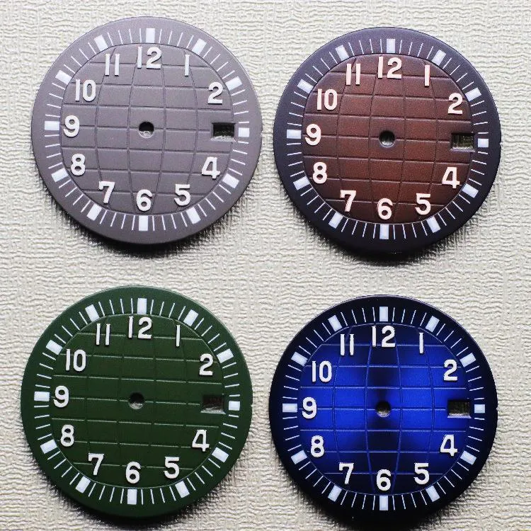 Relógio kits de reparo Ferramentas de 28,5 mm Dial modificado NH35 NH36 Green Luminous para 4r 6r Movimento automático com o logotipo S DialRepair Hele22