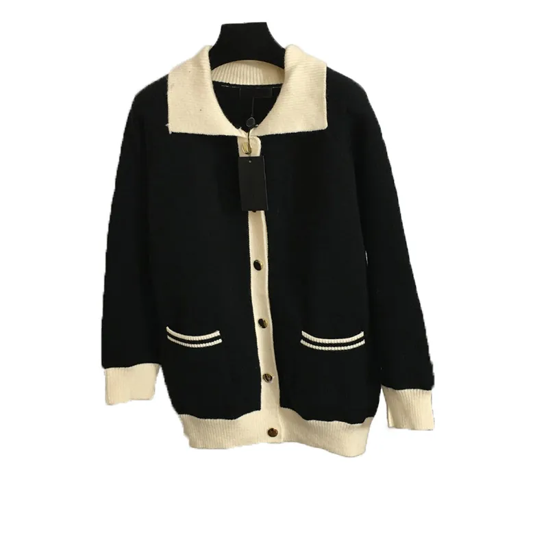 Moda yaka boyun kazak ceket bayanlar örgü klasik nakış dış giyim cep tasarımcısı kızlar artı boyutu kazak ceketleri