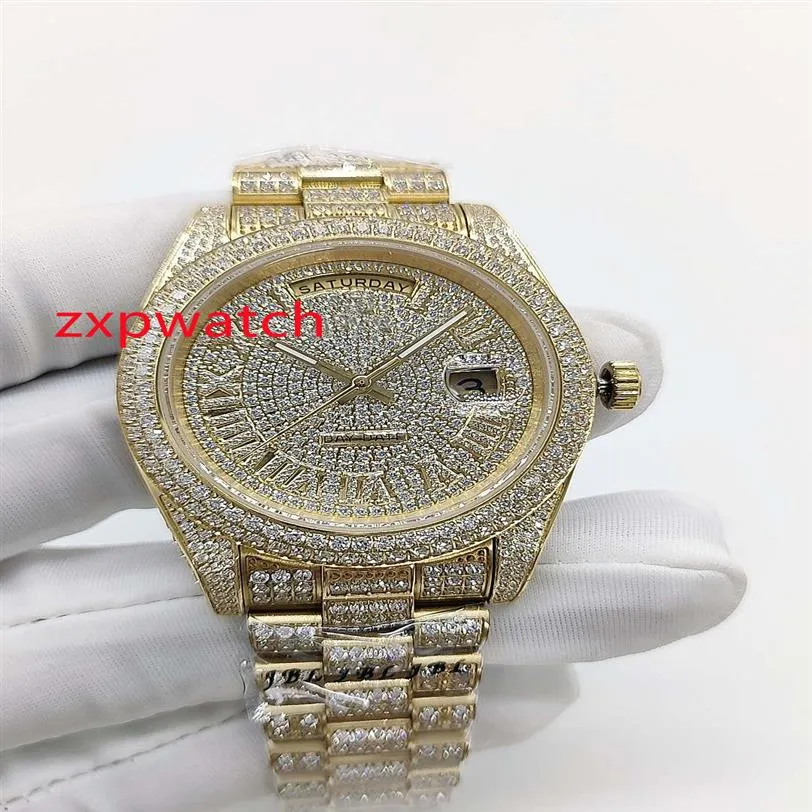 40 MM Hip Hop or Diamant Montres 904 Montre En Acier Inoxydable diamants Visage avec Bracelet En Diamant Automatique mens Wristwatch317h