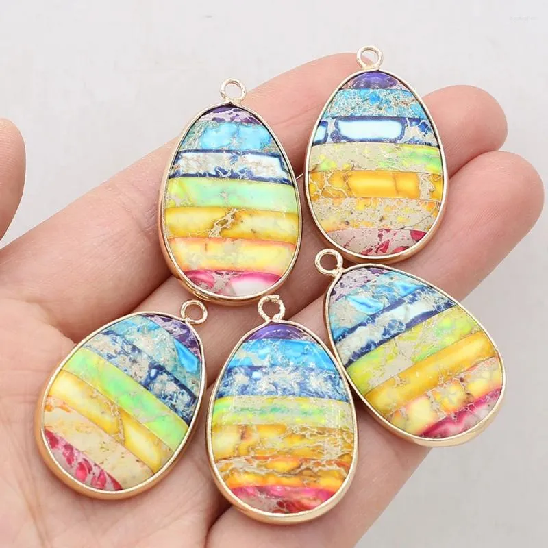 Pendant Necklaces Oval Shape 21x35mm Natural Stone Emperor Turquoise Charms For Jewelry Making Supplies DIY Women Necklace Earrings