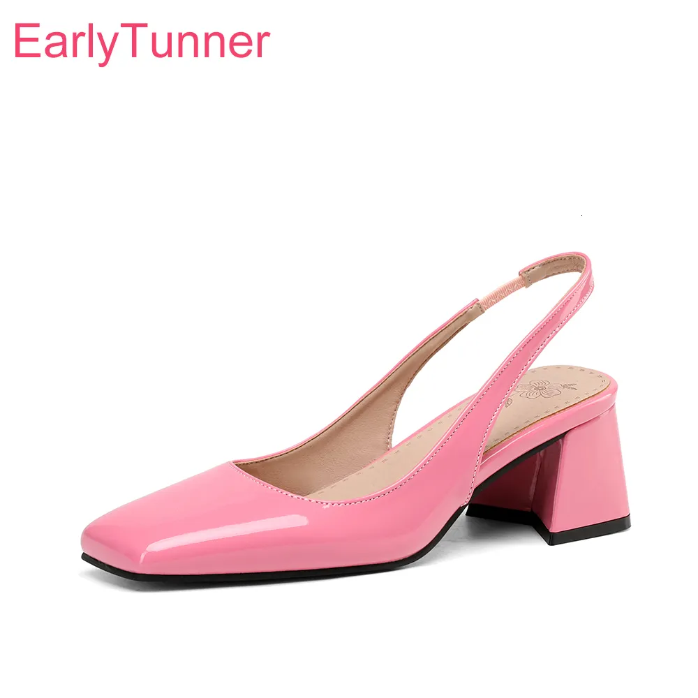 Sandaler Summer Elegant Rose Apricot Women Sexiga High Block Heels Slingback Lady Shoes Big Lit Size 12 32 43 45 48 230421