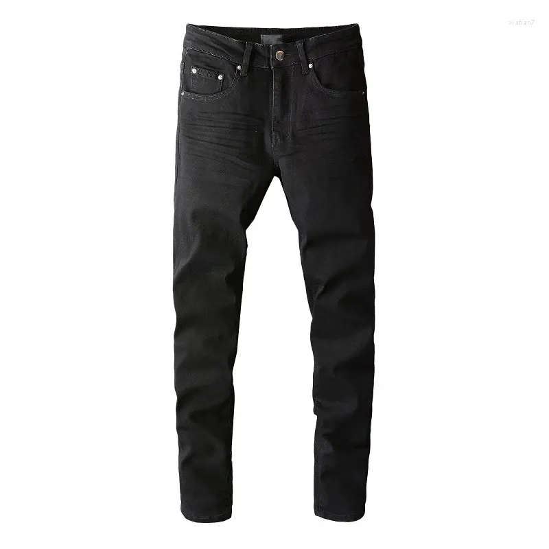 Jeans pour hommes 2024 Noir en détresse Slim Fit Regular Blank Streetwear Style de mode Plain Super Skinny High Stretch Ripped