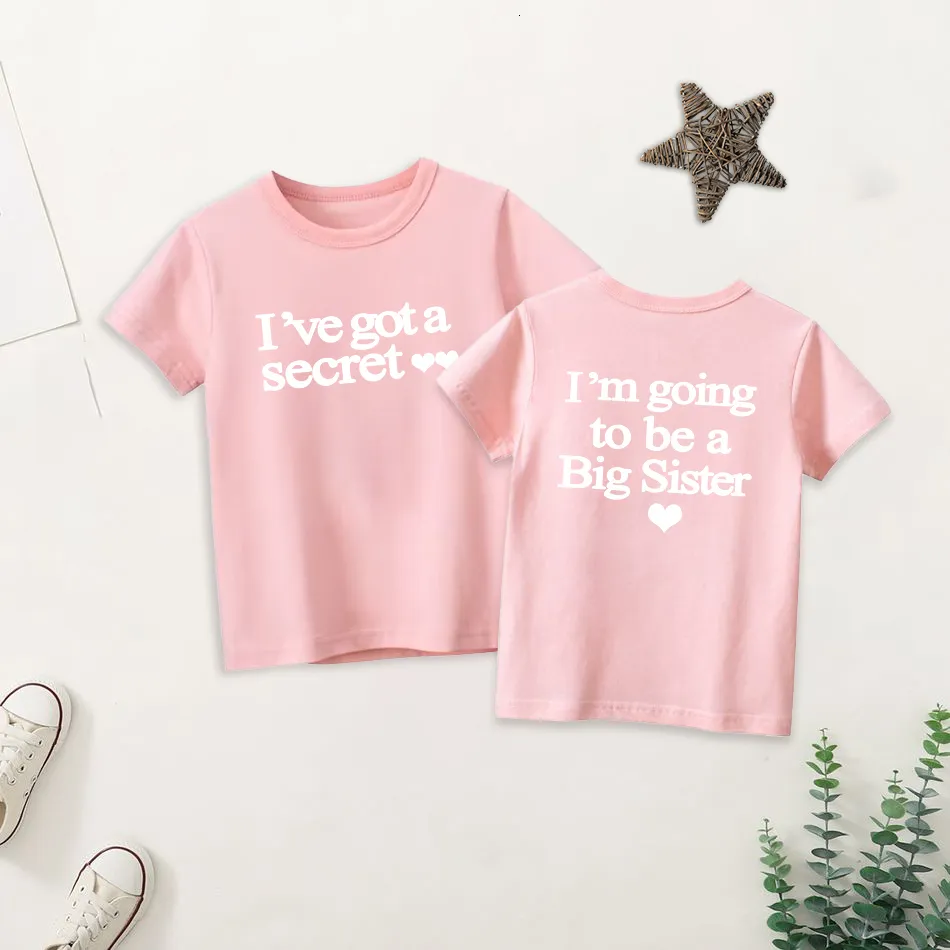 Family Matching Outfits Ik word een groot zus t -shirt Big Brother Aankondiging T -shirt Ik heb een geheime broers en zus set bro sis bijpassende kleding 230421