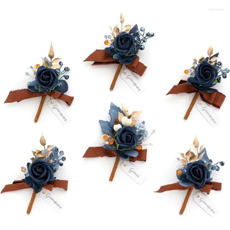 Flores decorativas corsage masculino casamento noivo homem aniversário jantar formal planta artificial decoração de festa