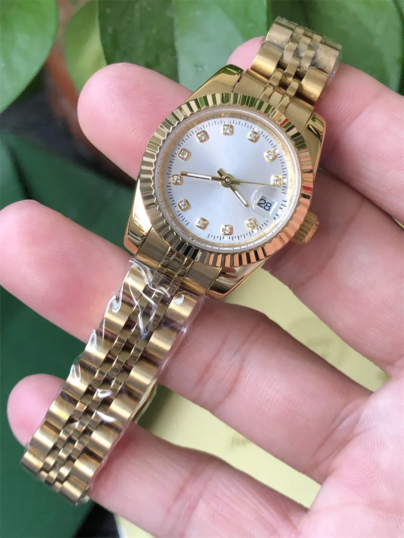 mens automatic gold Mechanical Watches women dress full Stainless steel Sapphire waterproof Luminous Couples Wristwatches28MM