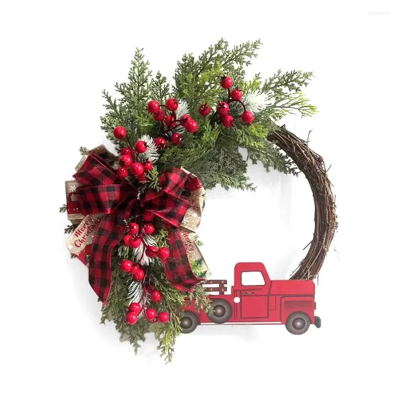 Dekorative Blumen, festlicher roter LKW-Weihnachtskranz, handgefertigt mit Liebe zum Detail, geeignet für Halloween und andere Feiertage