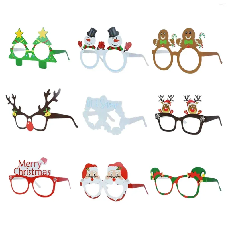 9-Piece Christmas Glasses Frames Set Fun Holiday Party Favors, Novelty  Xmas Eyewear for Kids Adults, Photo Booth Props