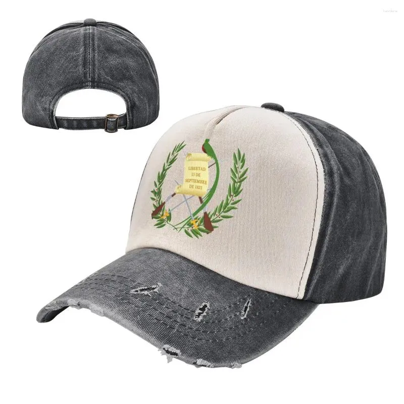 Ball Caps Emblem Of Guatemala Color Blocking Distressed Baseball Cap Dad Hats Men Women Vintage Washed Cotton Trucker Adjustable Gift